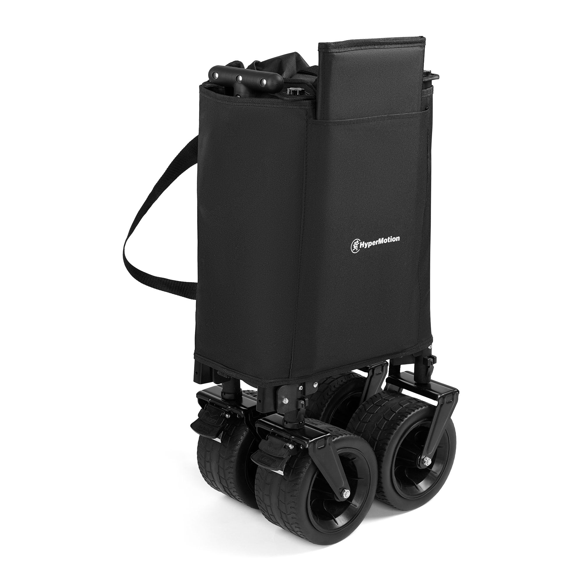 HyperMotion Składany Wózek Transportowy Turystyczny XL 200L Czarny Przyczepka Ogrodowa na Zakupy Plażę Kemping Duża Ładowność 80 kg Koła Terenowe