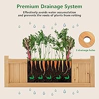 Vista 5 de Giantex Cama de jardín elevada de 27.5 pulgadas, jardinera de madera, maceta rectangular plegable para exteriores con parte inferior extraíble