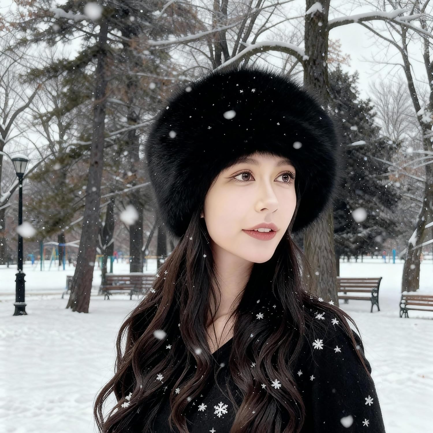 Upgraded Soft Fluffy Winter Bucket Hat for Women Warm Faux Fur Fisherman Cap Cozy Cold for Winter, Black - Image 5