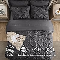 Vista 8 de BEDSURE Juego de ropa de cama con edredón tamaño matrimonial de 8 piezas, con edredón, sábanas, falda de cama, fundas de almohada y fundas