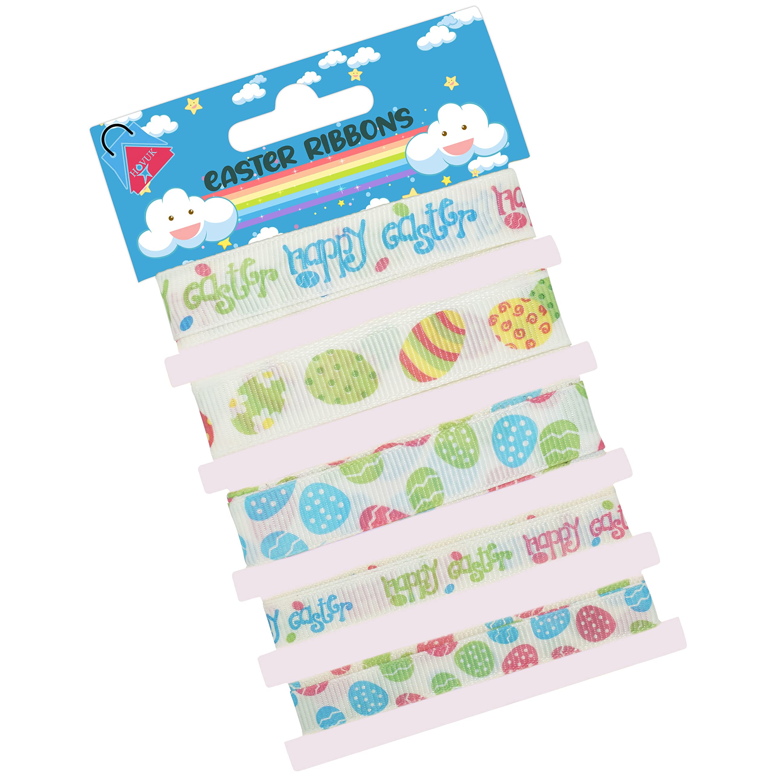 Osterband 4 Rollen Satin - 0,4 Zoll 20 Yards Geschenkband Mit Ostermotiven Für Deko, Basteln & Verpackung