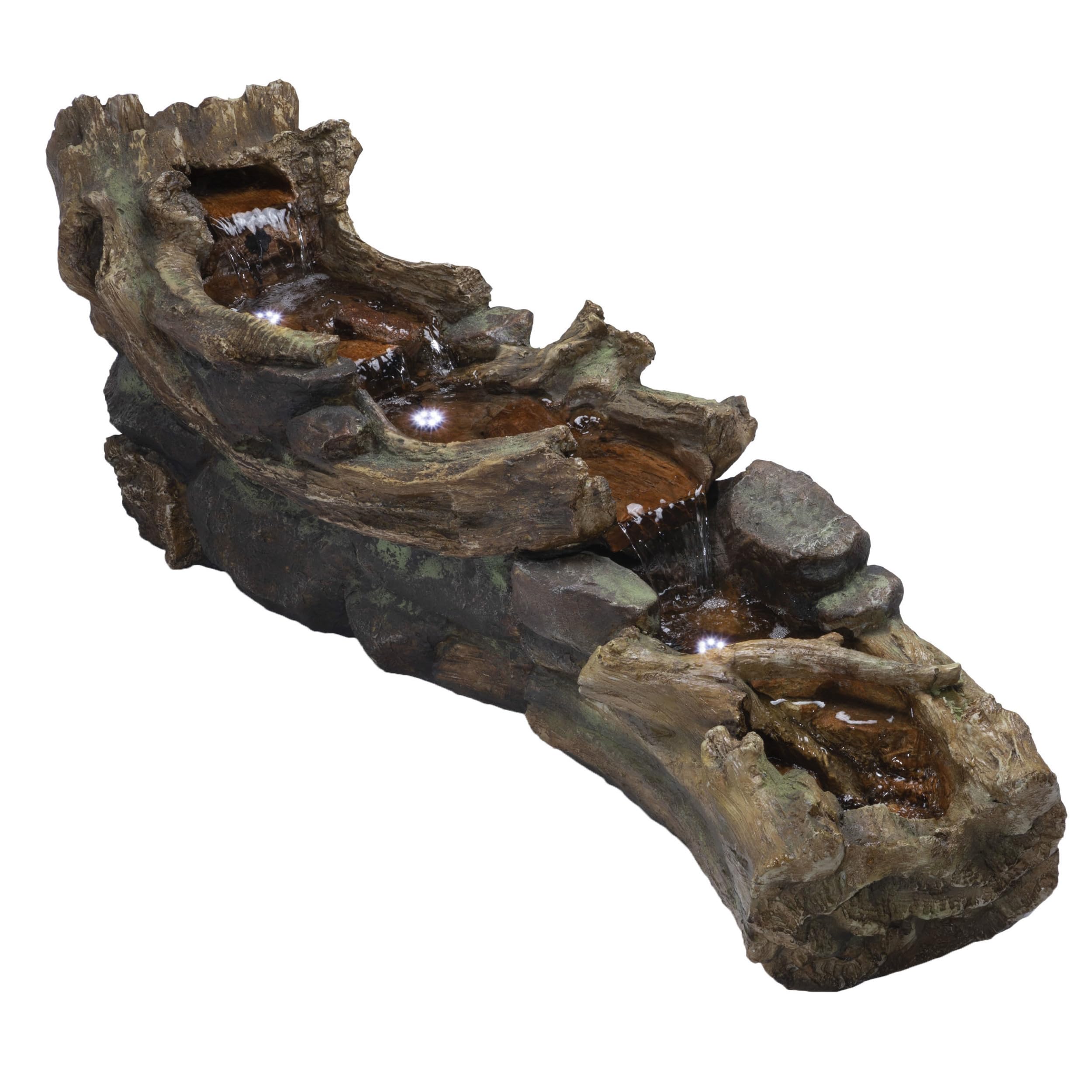 Alpine Corporation 59" Long Indoor/Outdoor River Rapids Fountain with LED Lights