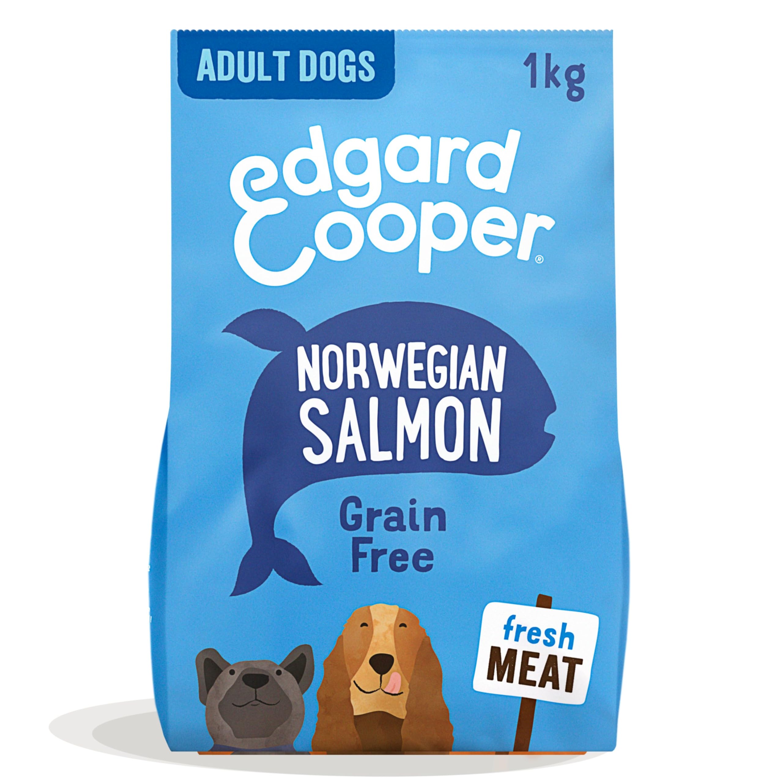 Edgard Cooper Grain Free Dog Food Dry, (Salmon 1kg), Natural Kibble Dry Dog Food for Adult Dogs, Fresh Meat, Hypoallergenic, Gluten-Free, Rich in Amino Acids