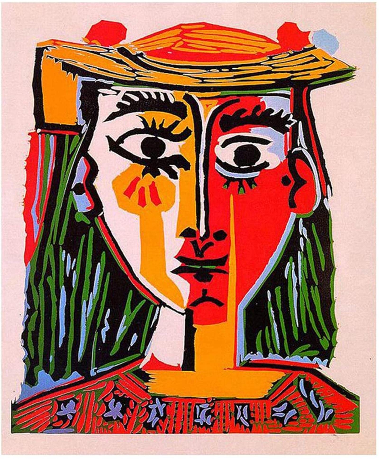 Pablo Picasso 1962 de Kadın Başı - Çerçevesiz Resimler Soyut Resim