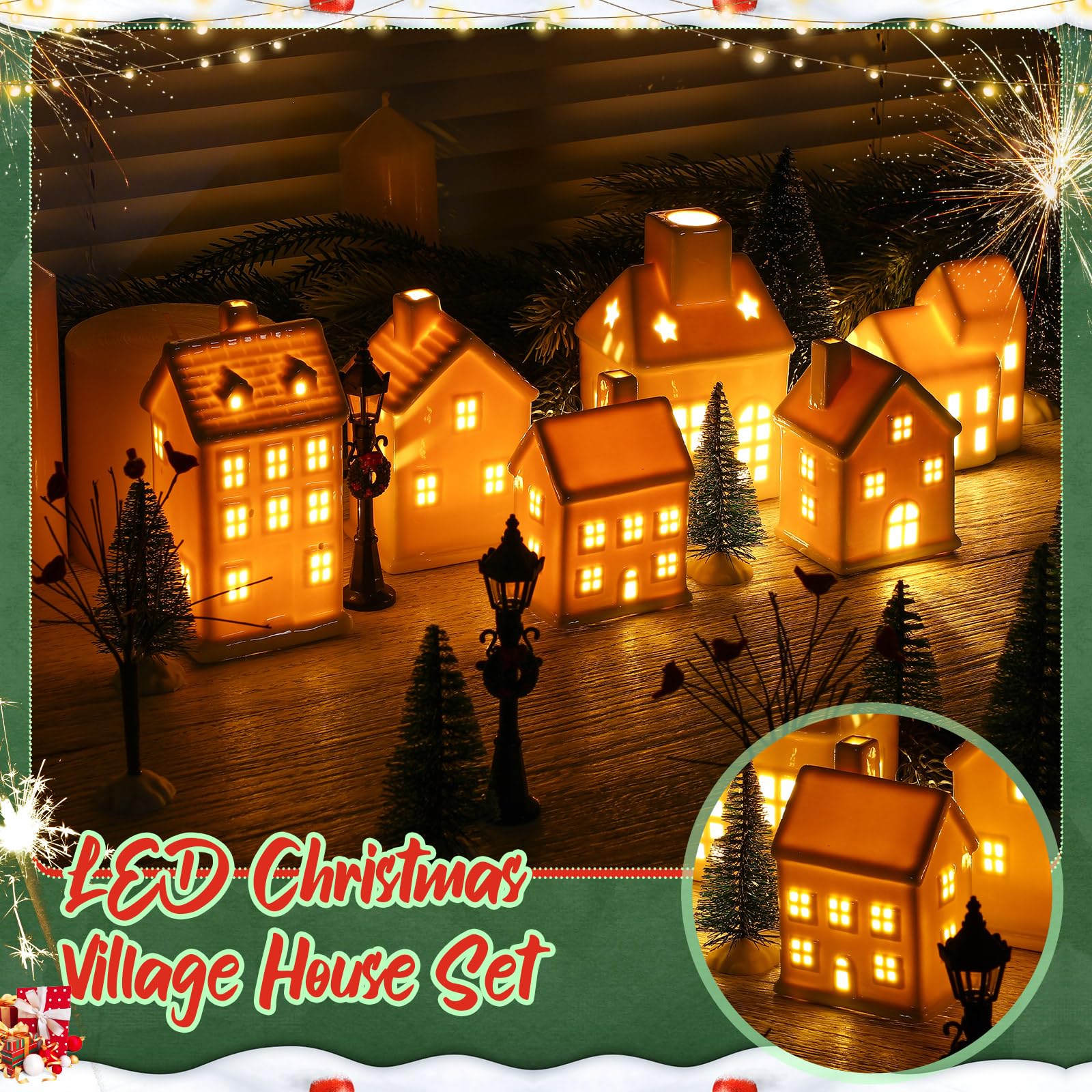 Amazon.com: WinnerWhy 24 Pcs Christmas Village House LED Lighted