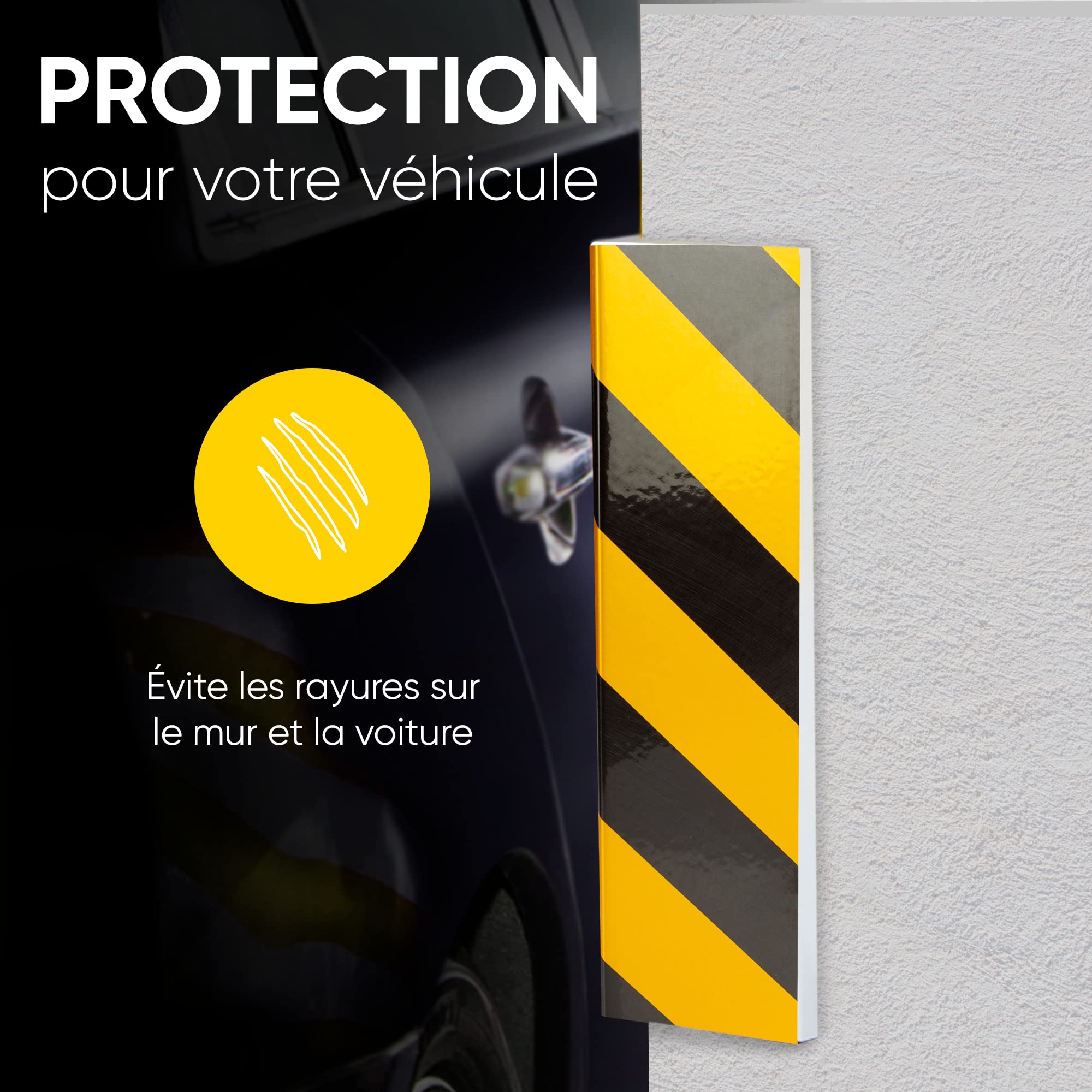 NURADA Mousse Protection Garage - Pack 4 - Protection Murale Garage. Protege Porte Voiture. Protections pour Portières Auto. pour Les colonnes. Facile Installer. 40x20x2cm (Jaune)