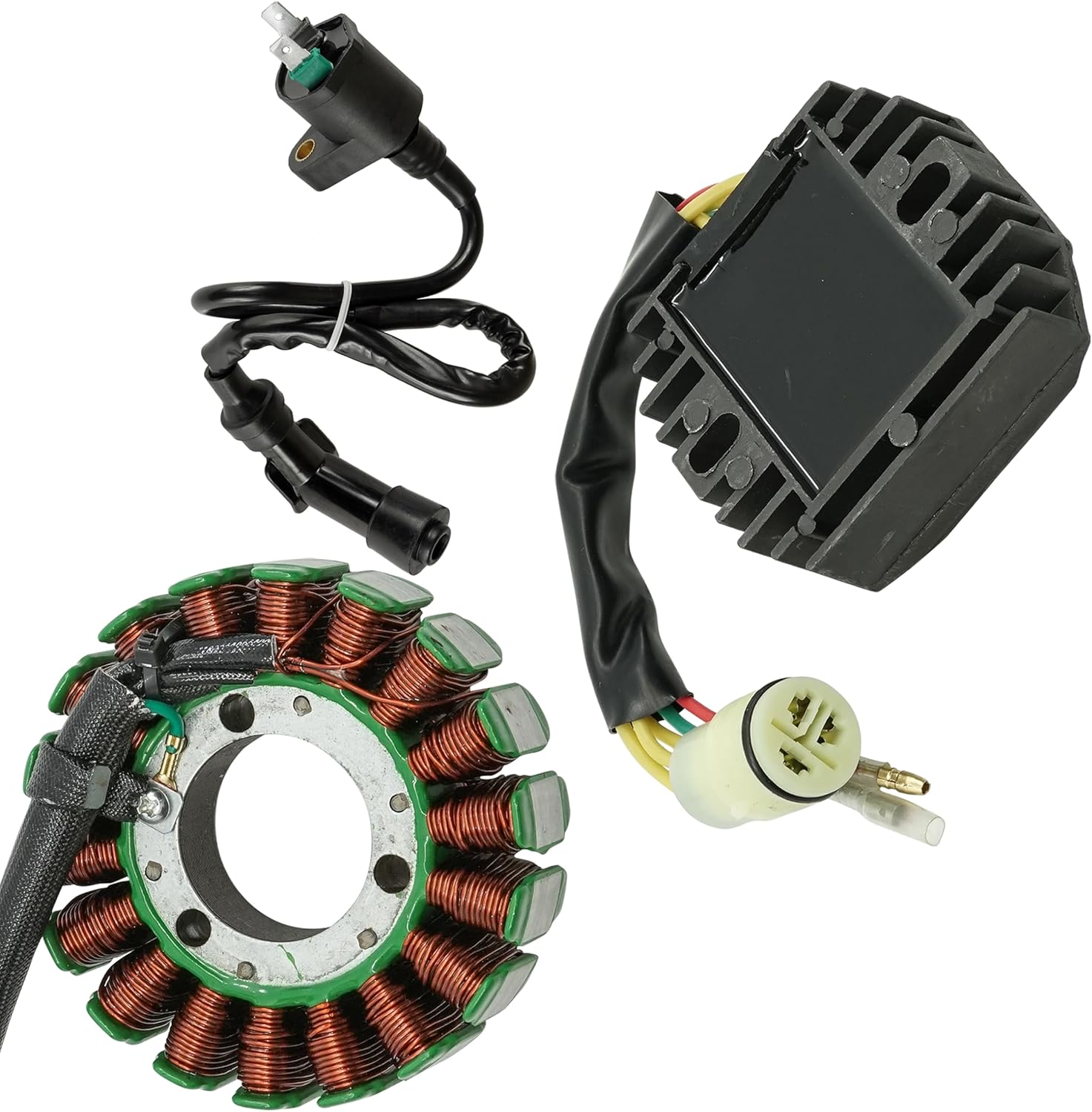 Caltric Stator & Caltric Regulator Rectifier Compatible With Honda Trx300Ex Sportrax 300Ex 93-06 & Ignition Coil