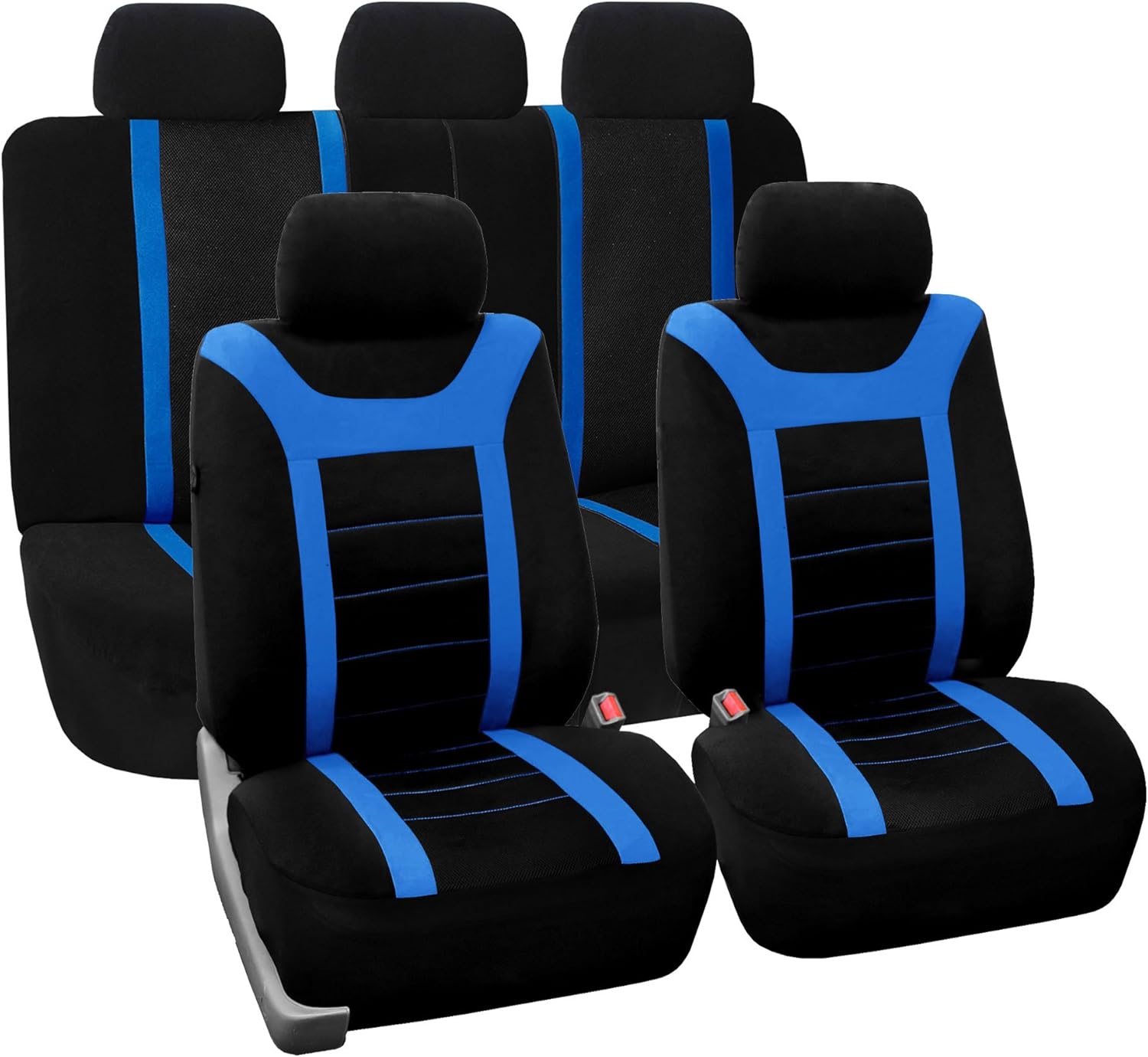 FH Group Full Set Cloth Car Seat Covers for Low Back Front
