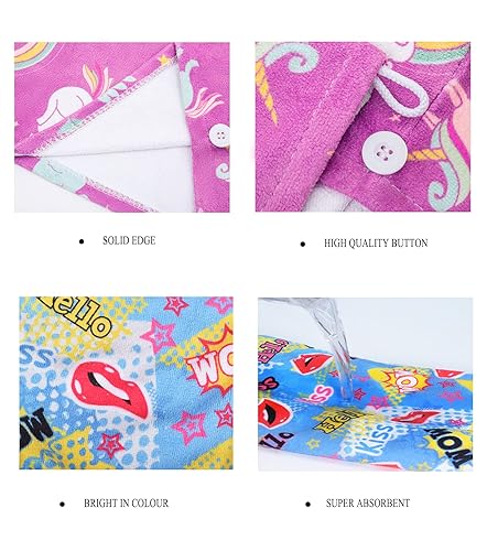 Miniatura 10 de ELLEWIN Toalla de microfibra para el cabello para niños y niñas, paquete de 2 unidades de secado de turbante para mujeres, juego de toalla