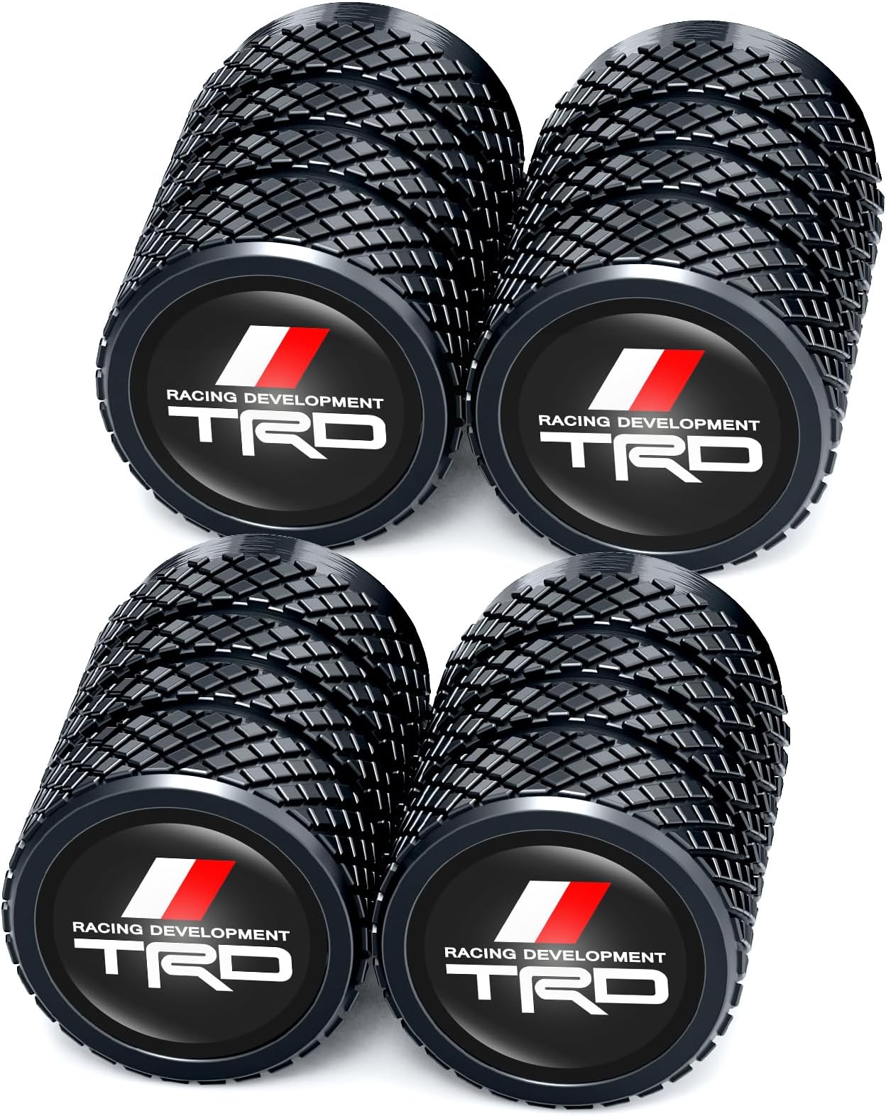 Tire Valve Caps, Valve Stem Caps for TRD Racing Development Sequoia Tundra Tacoma 4Runner PRO, Alloy Car Tire Caps for Corrosion Resistant Leak-Proof Car Accessories, Balck
