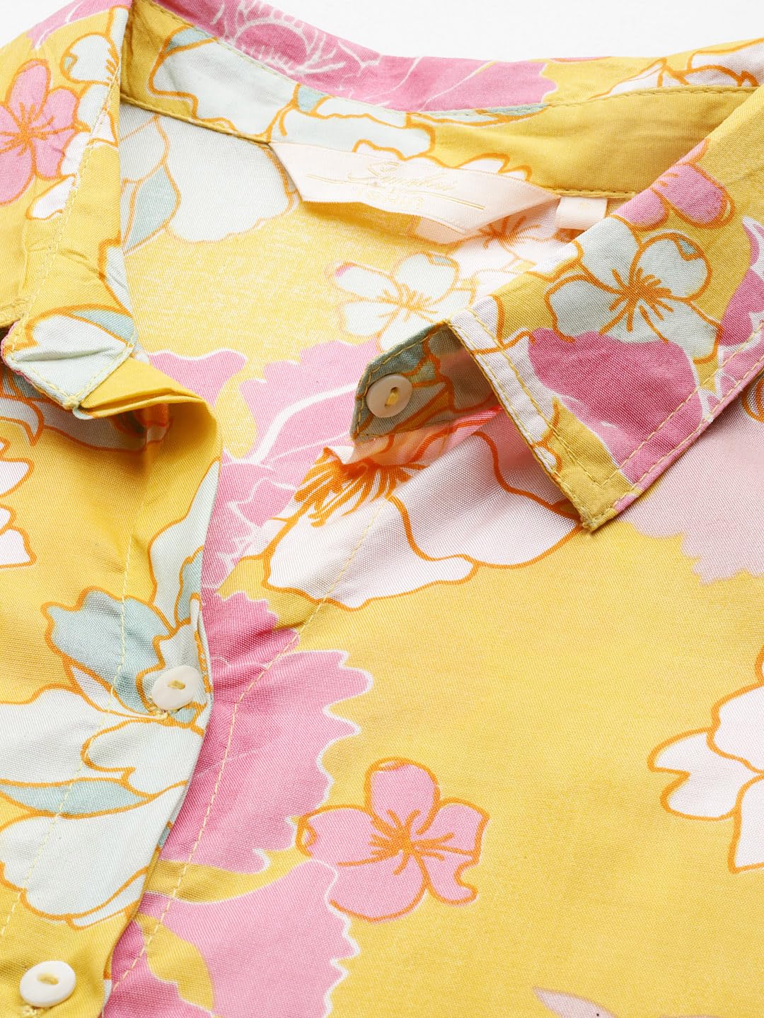 Ishin Women's Silk Blend Printed Yellow Co-Ord Set