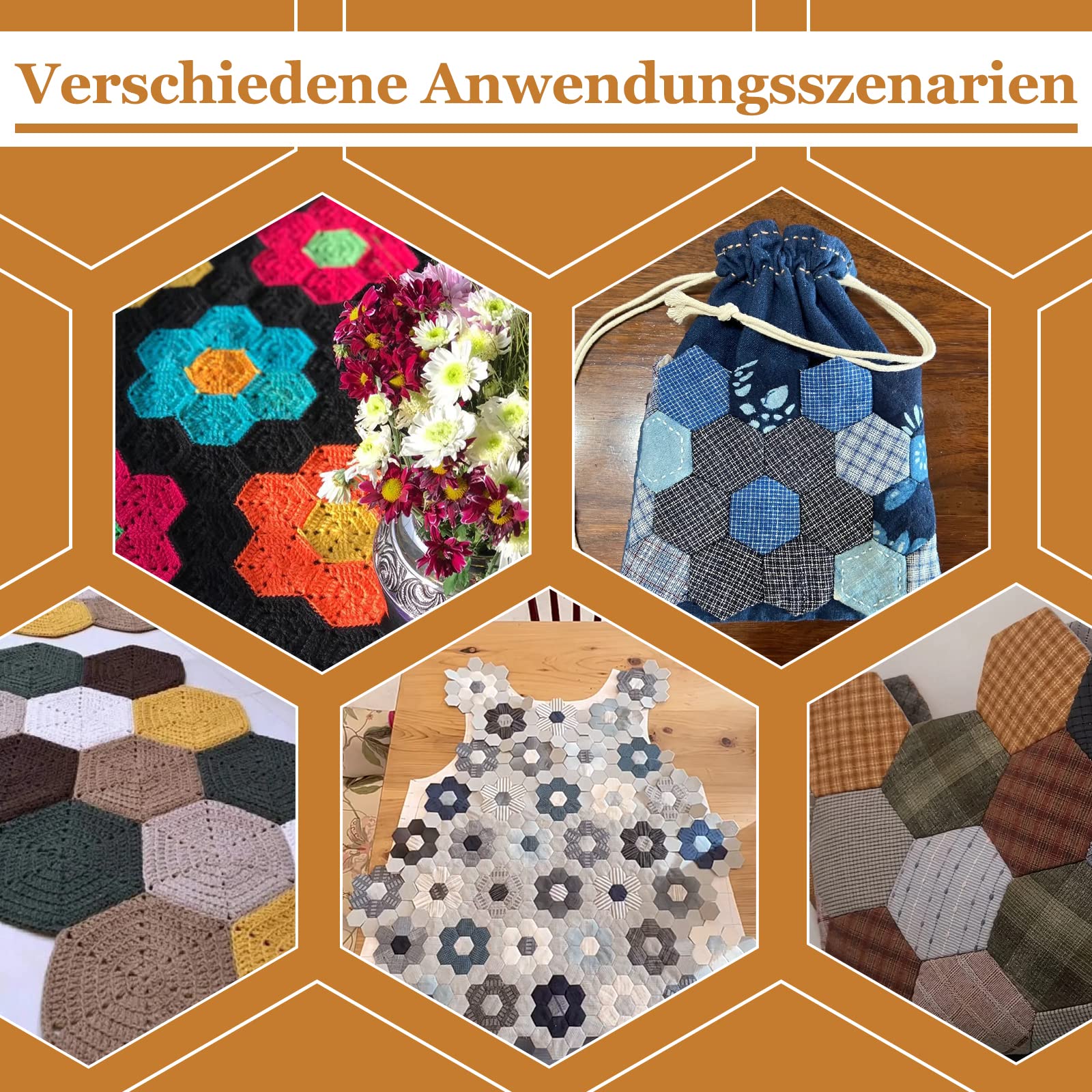 100 Stück Hexagon English Paper Piecing Schablonen, 1-Zoll Quilting Paper Vorlagen zum Patchwork DIY