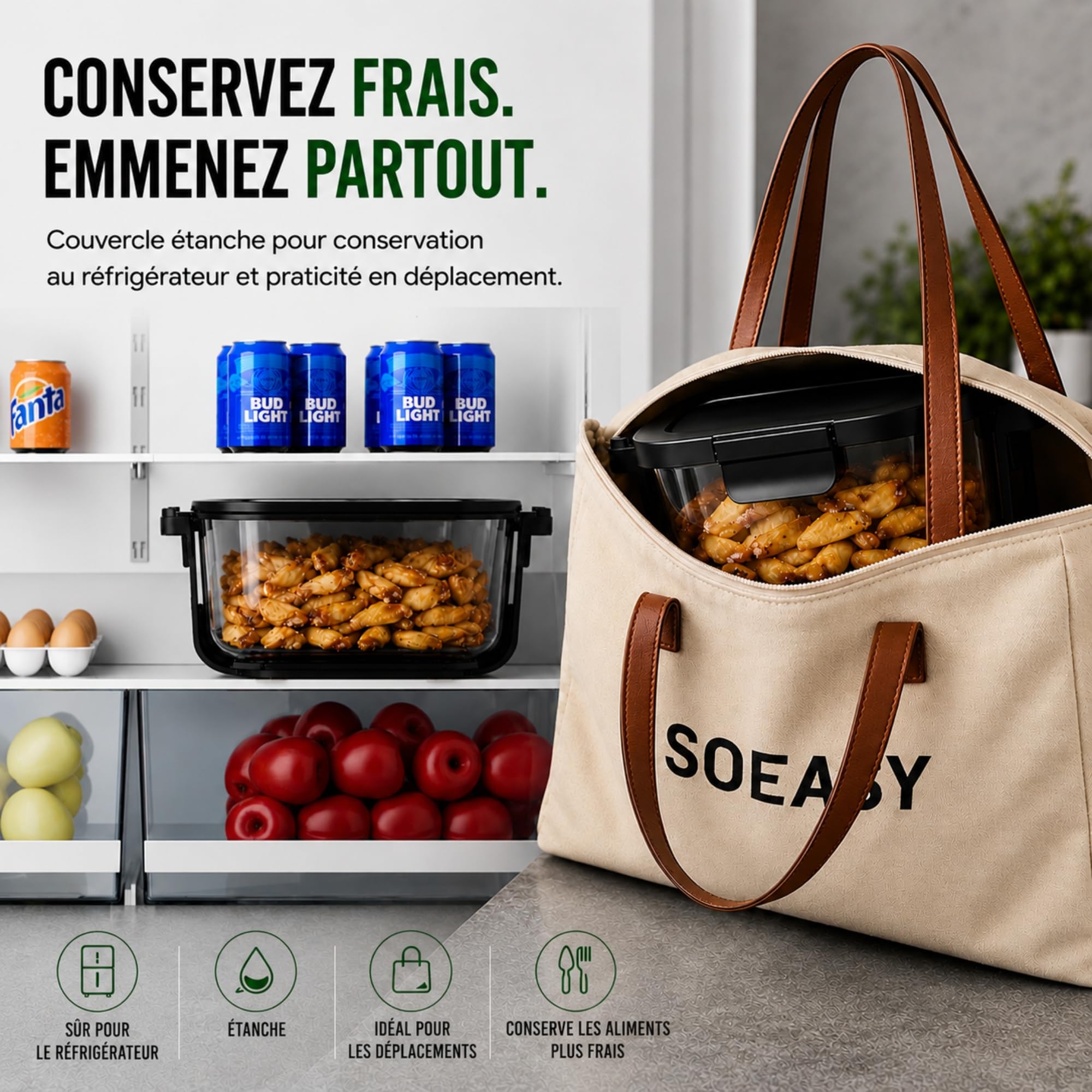 Just Perfecto Friteuse sans Huile Verre 1,5L + 4L Cuve Transparente Noir