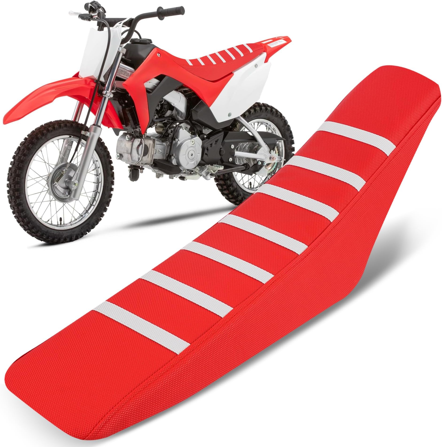 - Dirt Bike Seat Cover Universal for CRF 110 CRF125F 50 250 300 450 SSR Apollo Pit Bike Red/Non Slip White Stripe/Gripper Soft/Water Proof