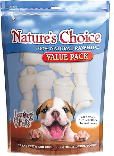 Miniatura 3 de Loving Pets Nature's Choice - Huesos de cuero crudo anudados blancos para perros, paquete de 12 huesos de 3-4 pulgadas (para perros de menos de 10