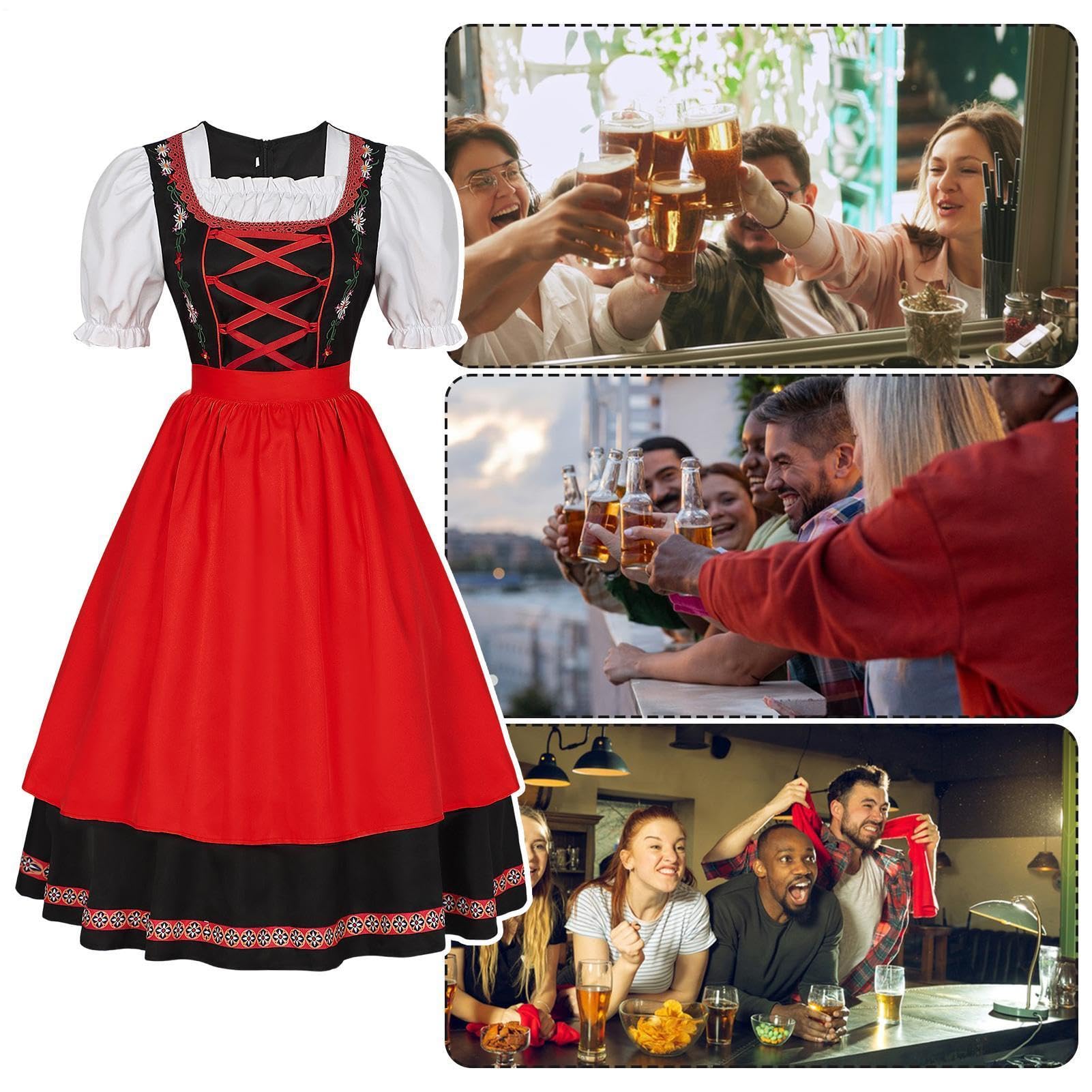 Costumi Bavaresi Oktoberfest Donne Costume Da Cameriera Halloween Di Ruolo | Costume Oktoberfest Femminile Per Halloween Carnevale Natale Festività Esibizioni Sceniche Masquerade Teatro