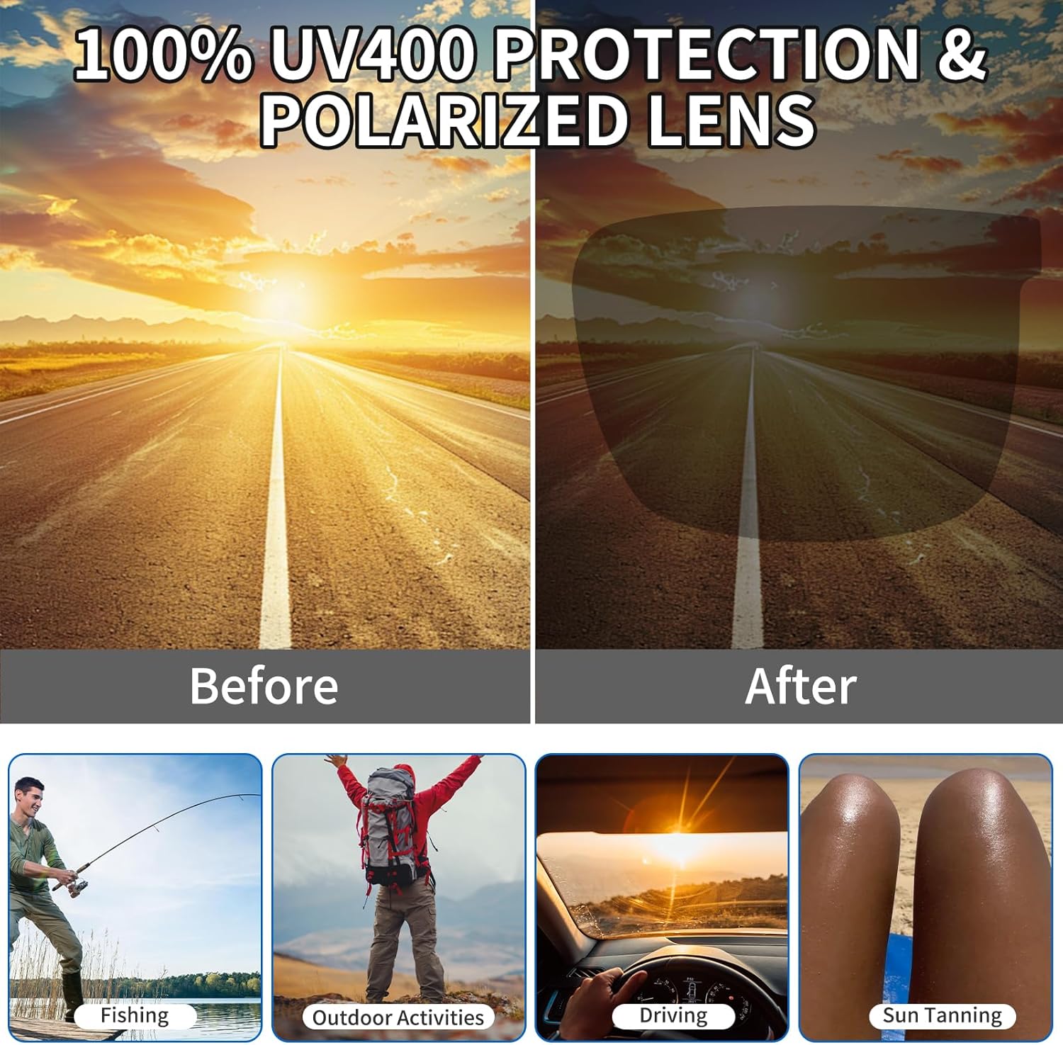 Polarized Clip-on Sunglasses for Men & Women, Universal Fit Over Prescription Glasses with Case - Image 4