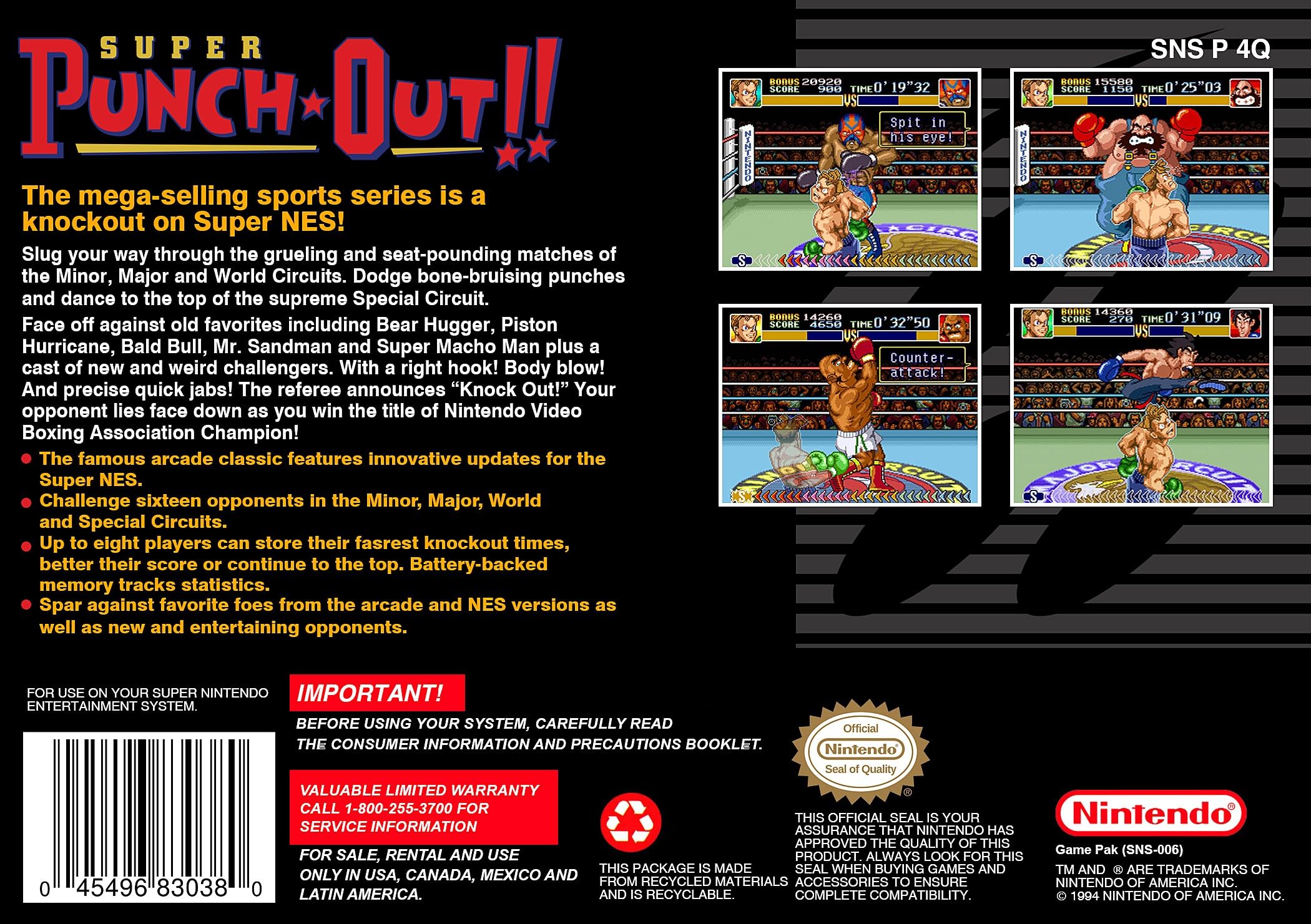 Super Punch-Out!!任天堂 アーケードゲーム パンフレット Super Punch-Out!!任天堂 アーケードゲーム パンフレット 1994 Super