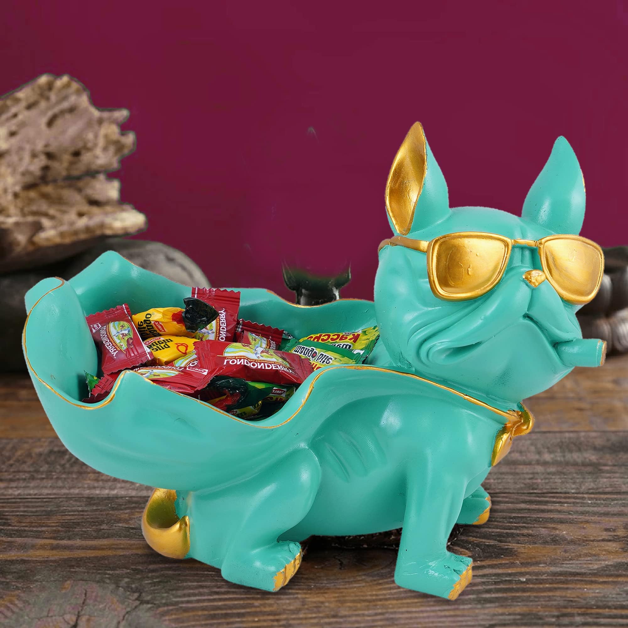 ZART Cool Dog Showpiece for Home Shelves Decor Item, Home Kitchen Decor, Best for Put Any Type Products E.g Key, Mobile Phone, Wallets, Optical, Earphone, Watches,etc. (Multicolor)(Resin)