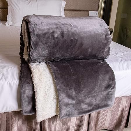 Amazon 毛布 ブランケット 0cm 230cm 両面のデザイン ふわふわ 両面でも使える 敷くことができ シープボア 洗濯できる グレー ブランケット 毛布 オンライン通販