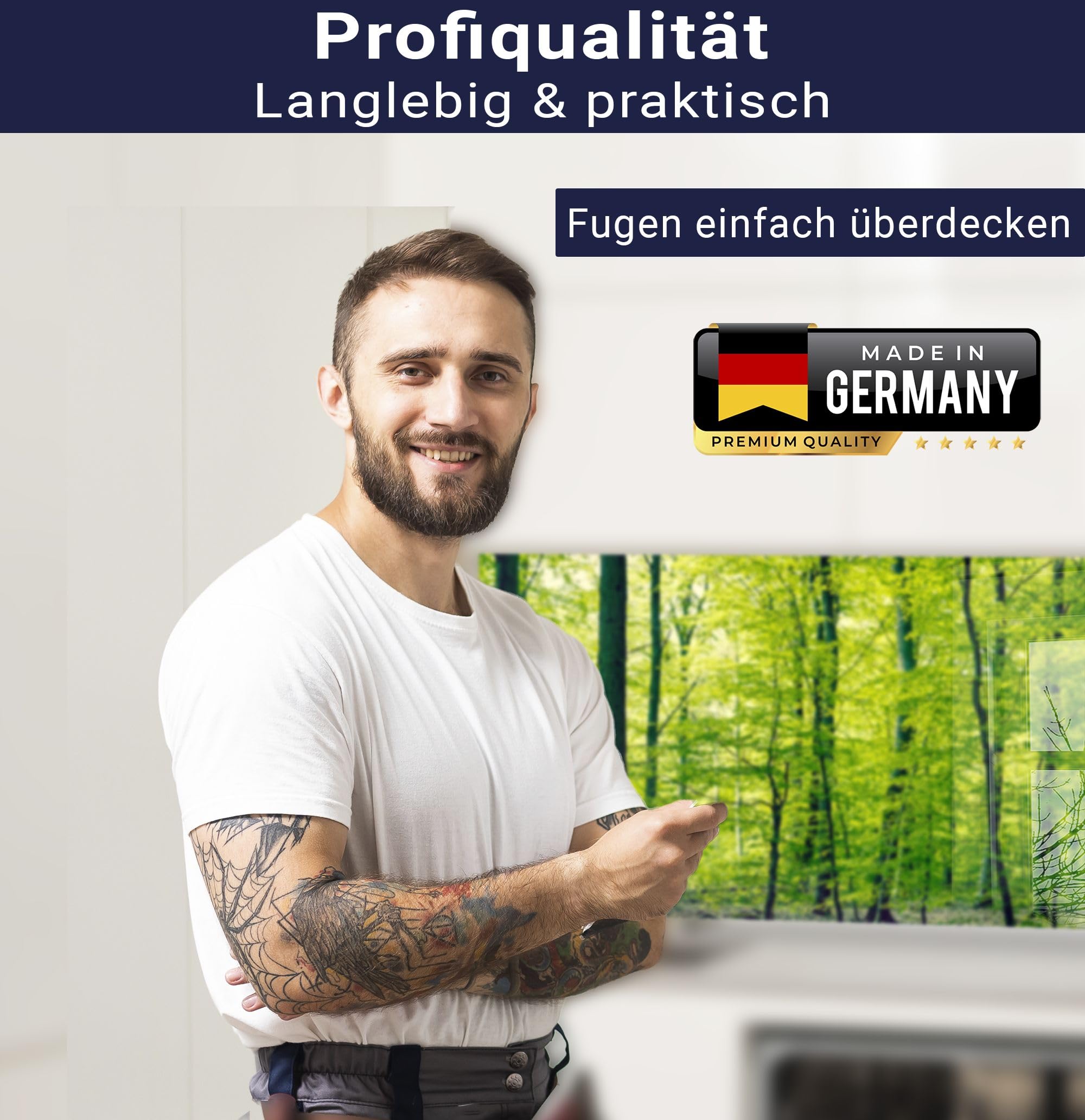 timalo Küchenrückwand Glasoptik | 120 x 80 cm Wald grüne Bäume, Natur Landschaft | Acryl Glas 2mm | Spritzschutz Wand für Herd, Küche Glasrückwand Acrylglas Wandpaneele Rückwandschutz Platte