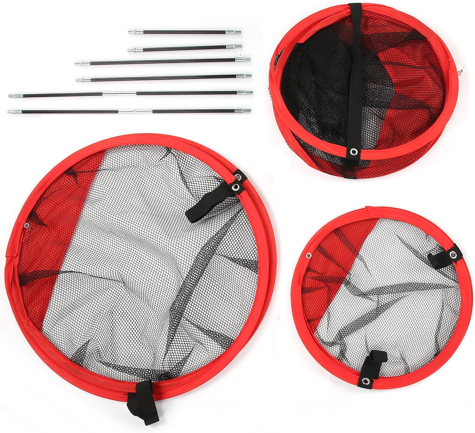 3 in 1 Golf Chipping Net Set Foldable Portable Durable Nylon Indoor Outdoor Practice Training Target Net with Ball Collection Bag for Backyard Driving Range Large Medium Small Size