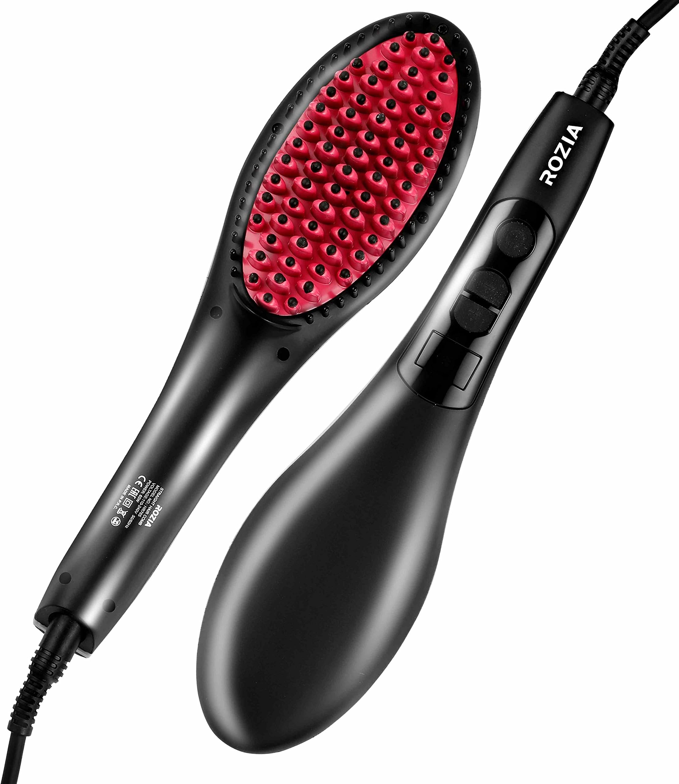 Rozia Straight Hair Comb with Temperature Control (Black)