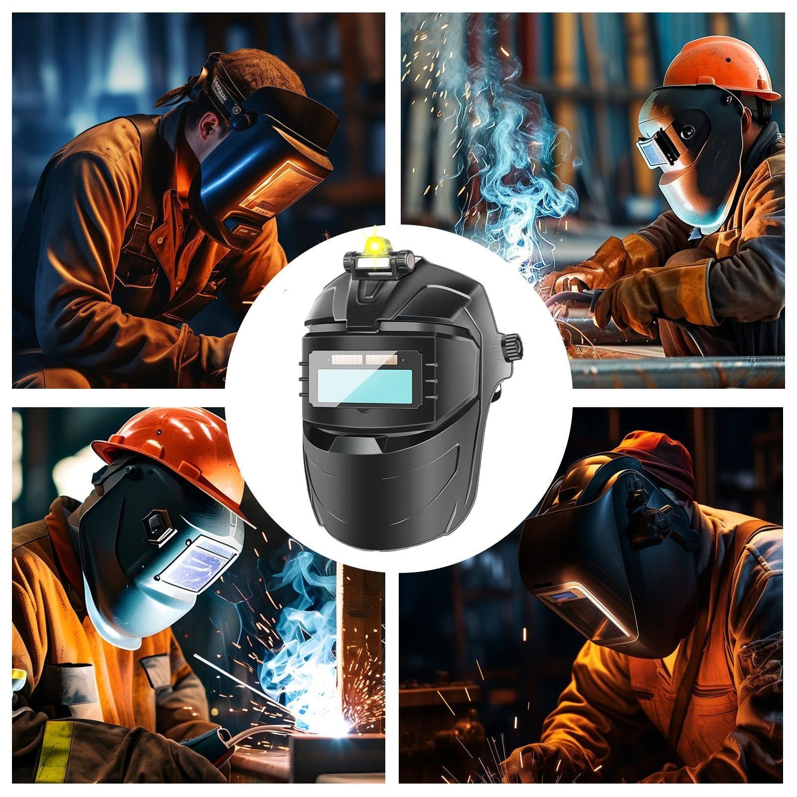 Oscurecimiento automático Pasamontañas de Soldadura - Antideslumbramiento Pantalla Facial de Soldadura | Casco Portátil con Protector Facial Anti-Empañamiento para Fabricación Metálica Industrial y Oscurecimiento automático Pasamontañas de Soldadura - Antideslumbramiento Pantalla Facial de Soldadura | Casco Portátil con Protector Facial Anti-Empañamiento para Fabricación Metálica Industrial y