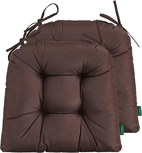 YOOZEKU Cojines para sillas de comedor al aire libre de 19 x 19 pulgadas, juego de 2 cojines copetudos para sillas de patio con lazos para muebles