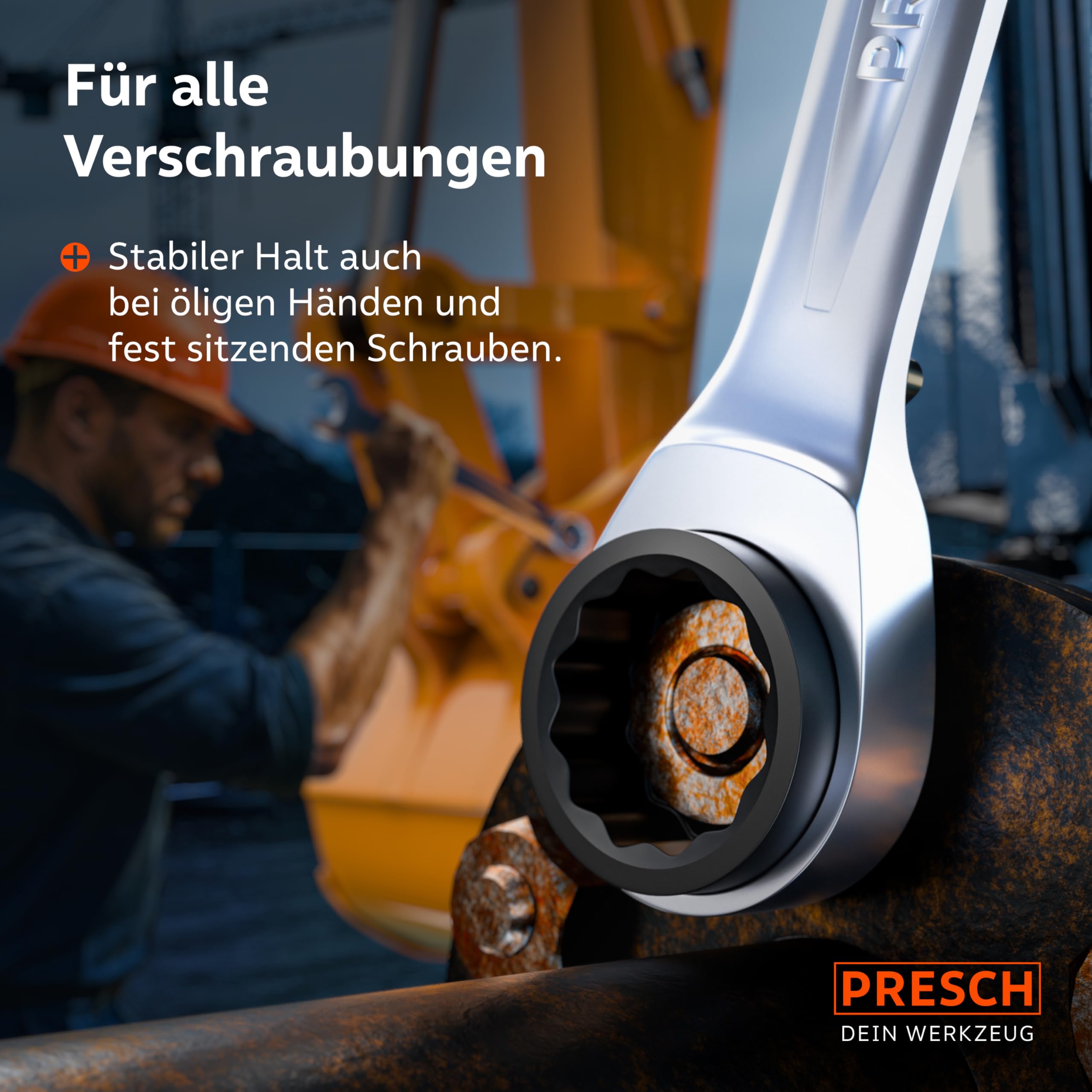 PRESCH 4 in 1 Ratschenschlüssel Set 3tlg. (8-19mm) inkl. Tasche - Umschaltbare Ratschenfunktion - Ringratschenschlüssel mit 90 Zähnen & 4° Rückholwinkel - Robuste Ratschenringschlüssel