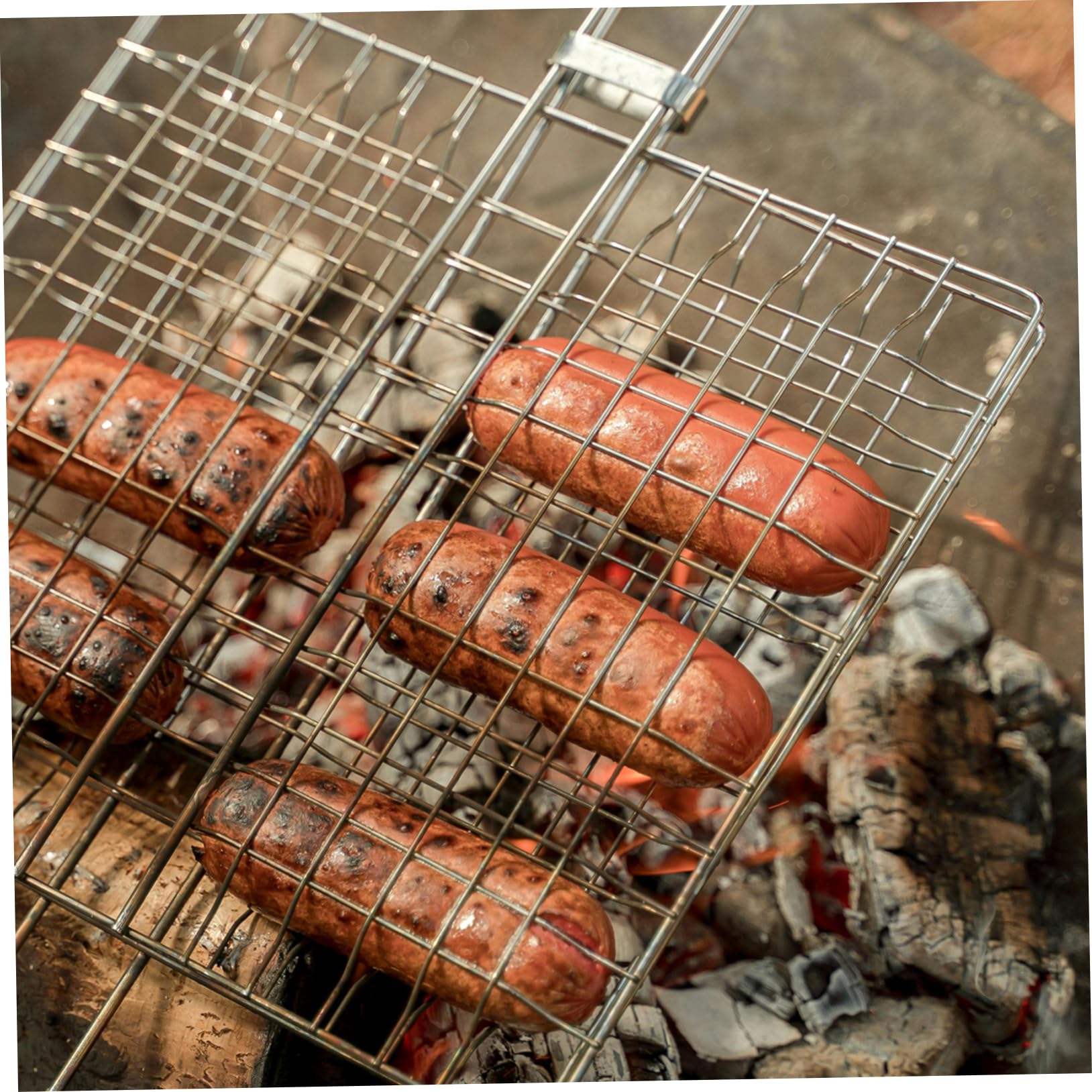 Cestello da Barbecue Pieghevole in Acciaio Inox, Portatile e Resistente alle Alte Temperature, per Pesce e Verdure alla Griglia