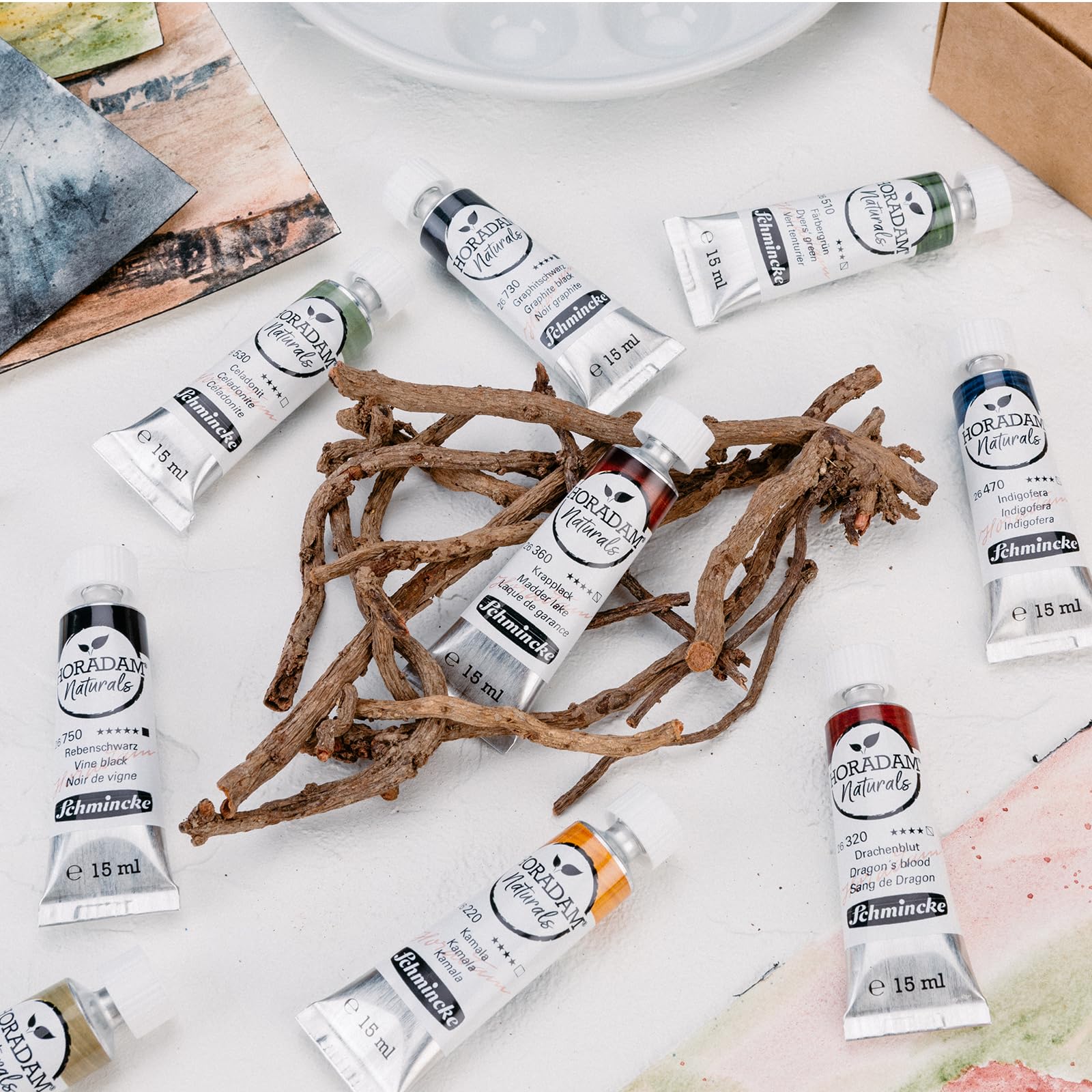 Schmincke - Horadam Naturals, gesso Rügen, 15 ml, 26110006, miglior acquerello vegano, pigmenti naturali, combinazione di acquerello e guazzo, tubo 15 ml
