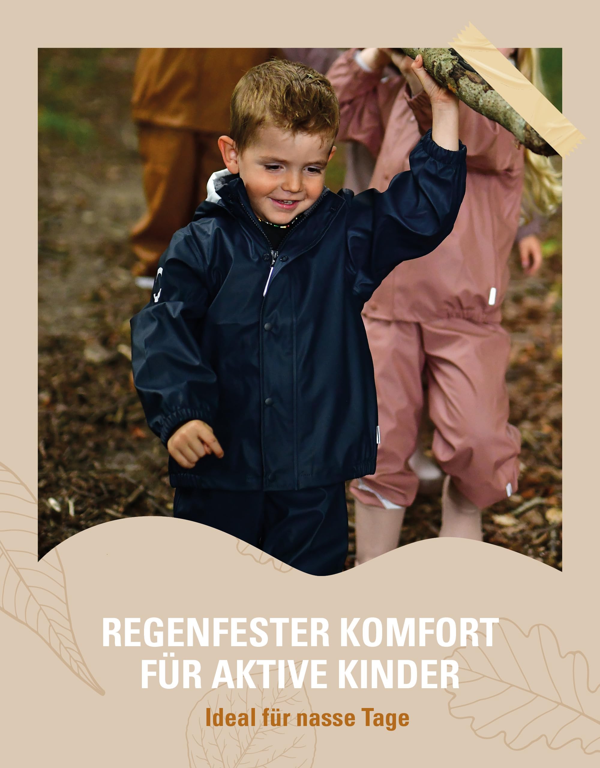 Mikk-line Veste de pluie unisexe pour enfant imperméable et coupe-vent | Veste de pluie pour fille et garçon avec réflecteurs et capuche amovible | Veste légère anti-boue Oeko-Tex