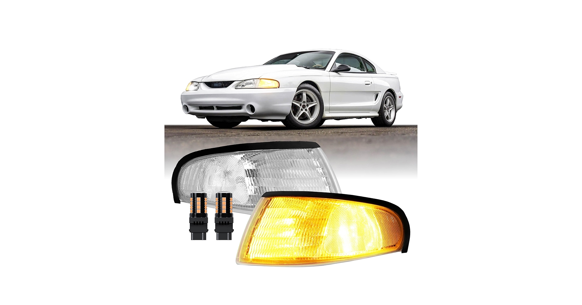 ライト・ランタン ROUND TOUCH CASE bushdebrunt Amazon.com: USR 94-98 Mustang CLEAR Corner Light - WITH x2