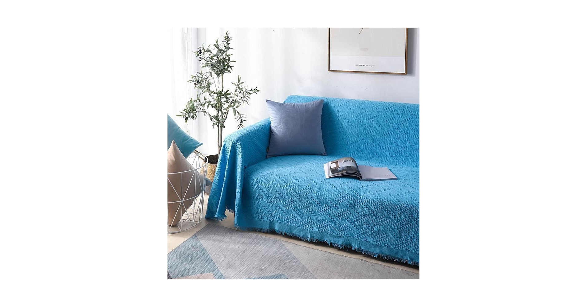 マルチカバー　pale blue Amazon｜マルチカバー 青 ソファカバー 夏用 230*340cm おしゃれ