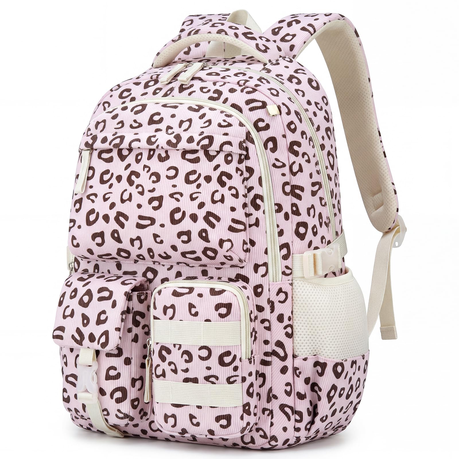Amythe Cartable École Filles Compartiment Laptop Lycée Collège Grand, Fleur | Compartiment Laptop Lycée Collège Grand Daypack Cord Imperméable Fleur Multi-Poches Spacieux Robuste pour École Voyage