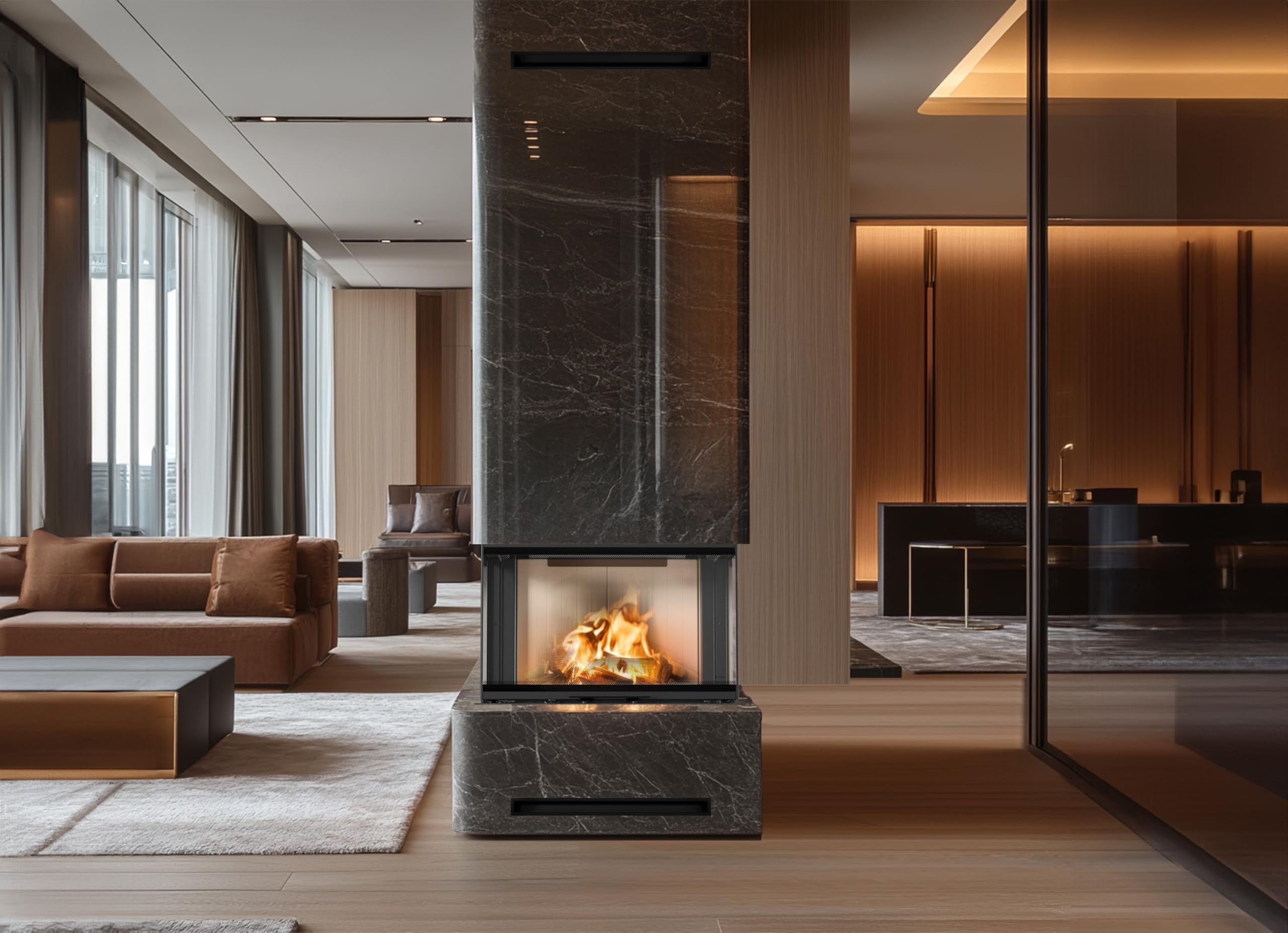 KRATKI Inserto per camino in acciaio a legna REGNOR 8 kW Ø200 saliscendi A | Acciaio nero, efficienza 80,2%, classe A. Ecodesign, BImSchV 2; per recupero calore.; combustione efficiente; basse emissioni
