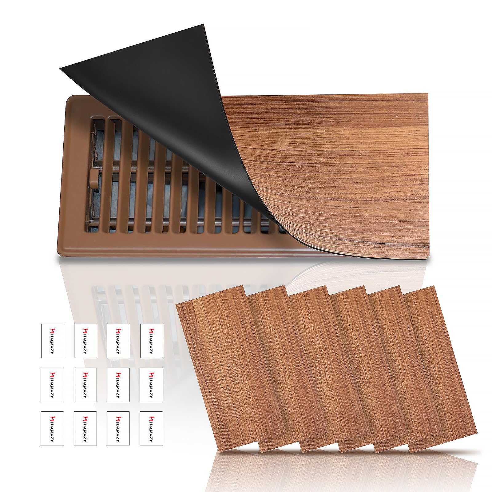 Hidamazy 30,5 X 10,2 Cm - Woodgrain Strongest Magnetic Vent Covers, 30,5X10,2Cm Heat/Ac Vent Covers For Home Floor Standard Air Registers, Wall/Ceiling Floor Vent Cover Home And Rv, Hvac (Air Vent Covers, Wood Grain, 6Pcs)