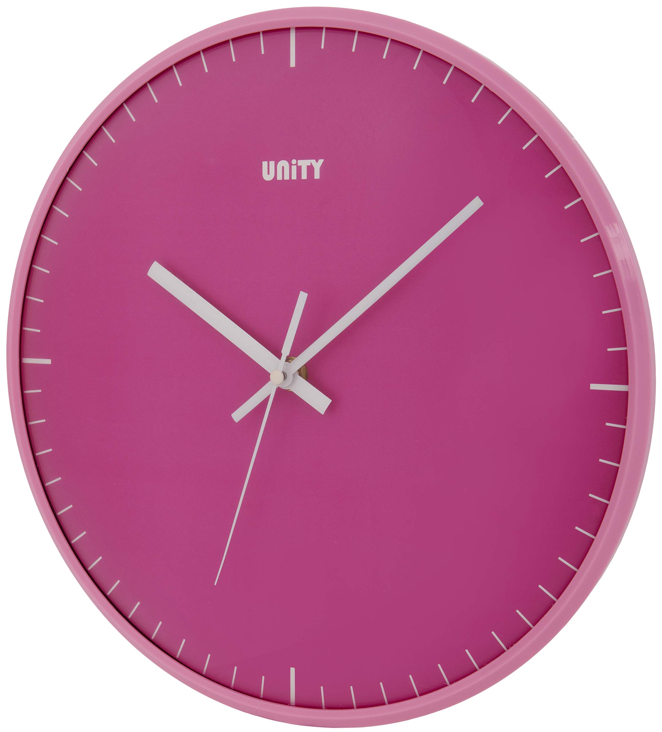 Unity Wall Clock, Galaxy Domed Lens, Pink, Silent Sweep, 30cm / 12-inches