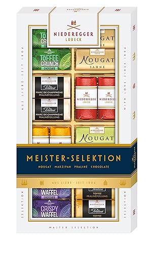 Niederegger Meister Selektion Pralines con leche y chocolate negro - Turrón - Mazapán - Praliné - Chocolate - 200 g - 7.0 oz - Alemania
