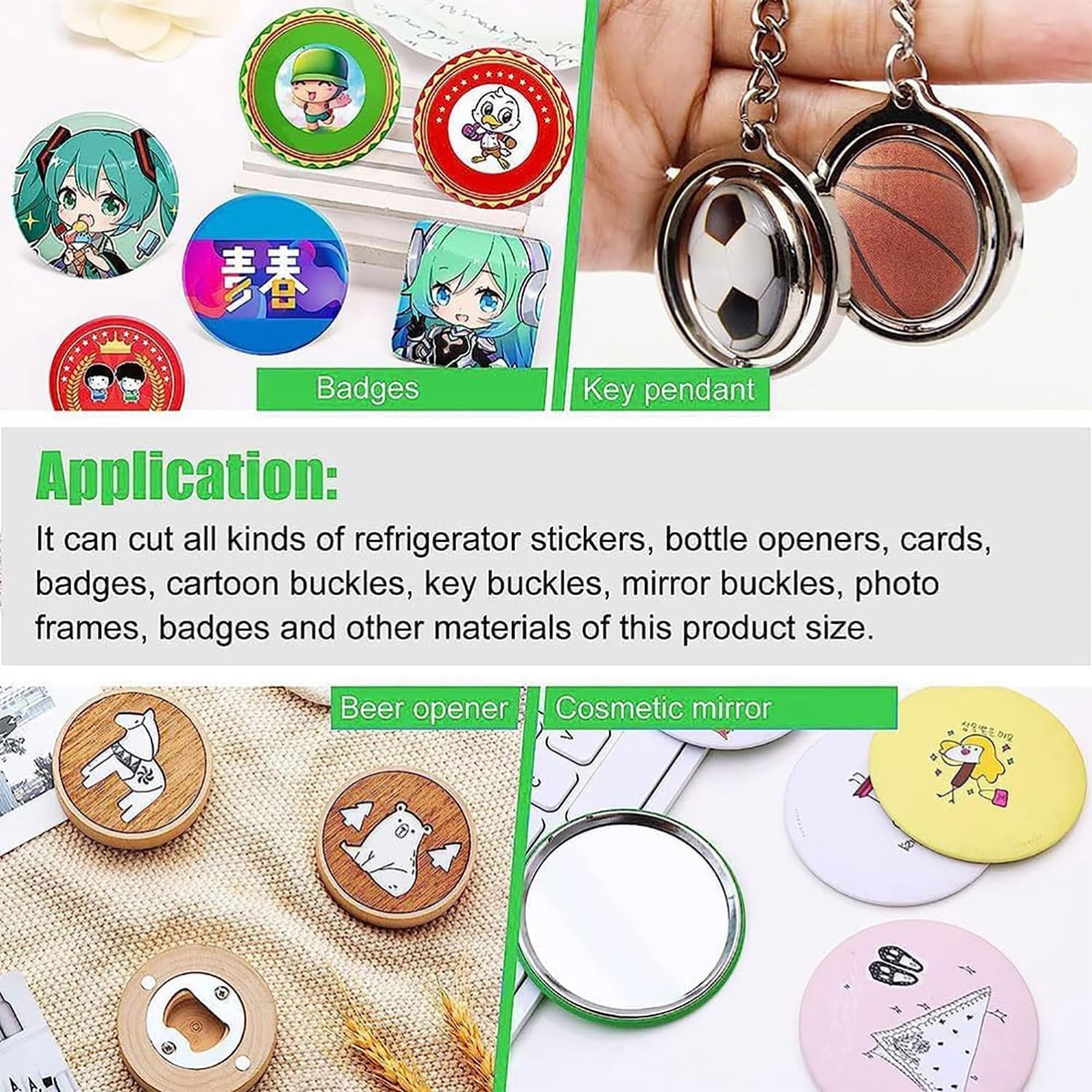 Kit Macchina per Badge Professionisti con punzonatura, fustellatore e componenti da 100 Pezzi, Pulsante 61x58mm Premere per Badge e Pin del Pentagono Fai -da -Te