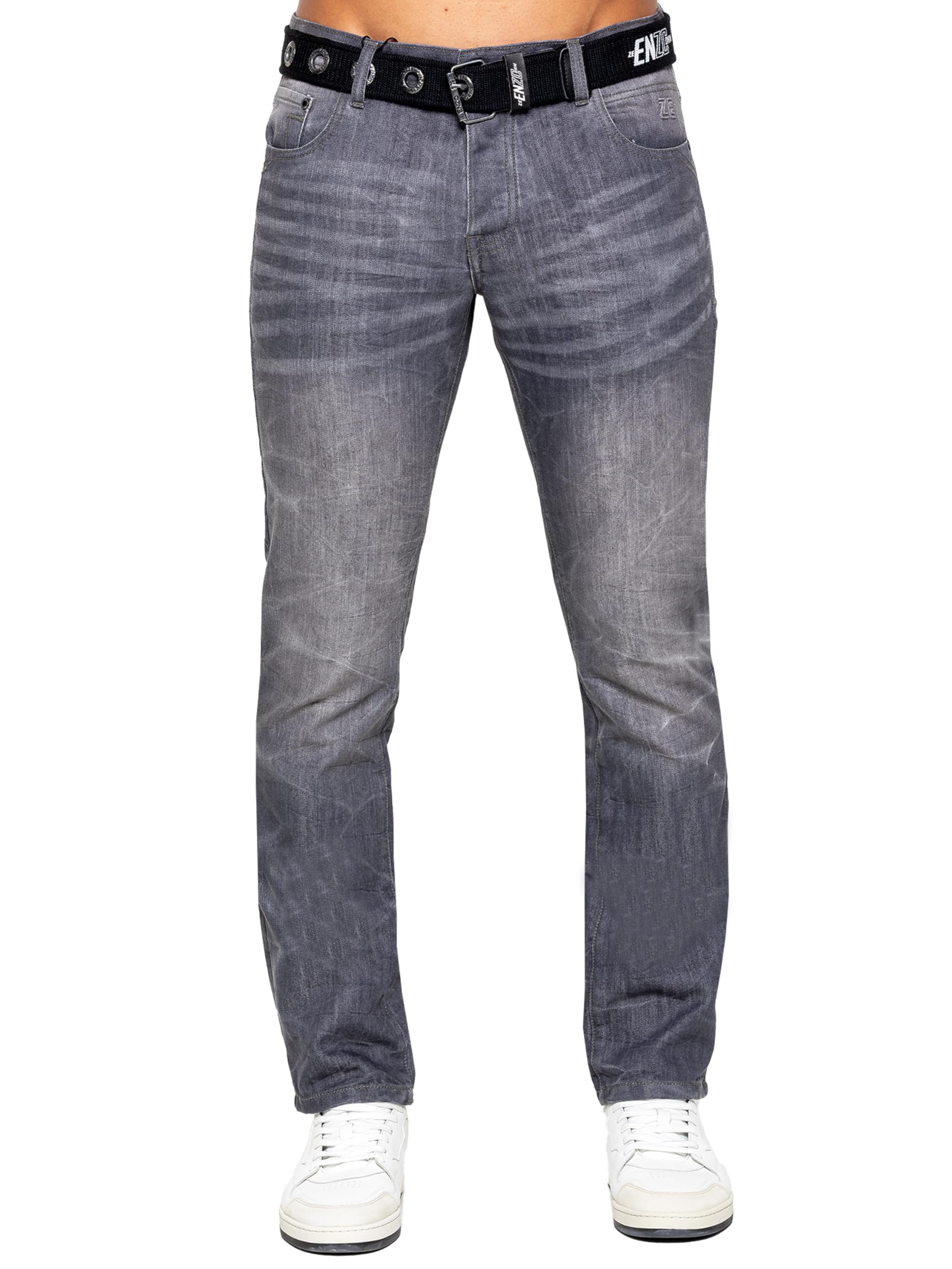 Pantalon Jeans Coupe Classique Coton Homme avec Ceinture