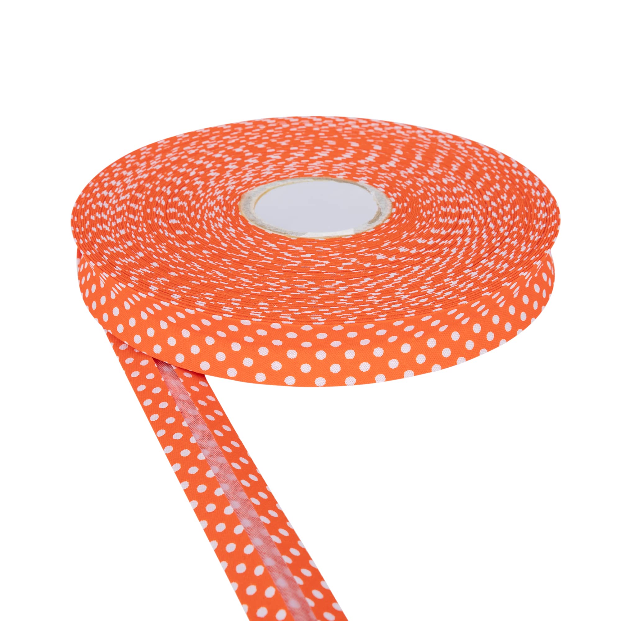 Polka Dot Bias Binding Tape 18mm Cotton Twill Tape for Sewing, Bias Binding, Bunting, Binding & Bias Tape Versatile Sewing Accessory Ideal for DIY Craft Projects by Discount Fabrics LTD (Orange,5m)