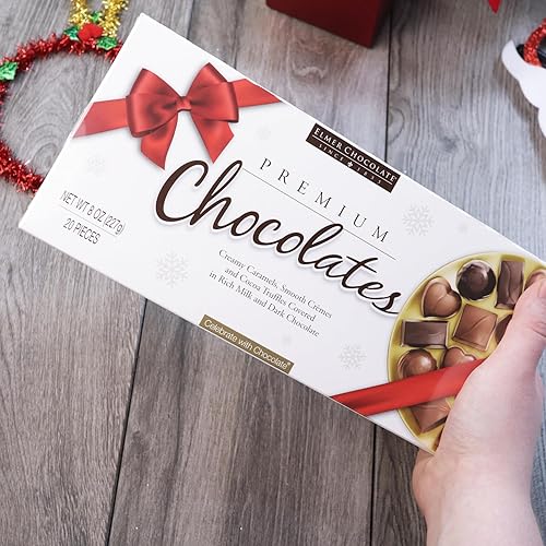 Miniatura 5 de Elmer Chocolate Caja de chocolates premium, 20 piezas, surtido de leche y chocolates oscuros, 8 onzas