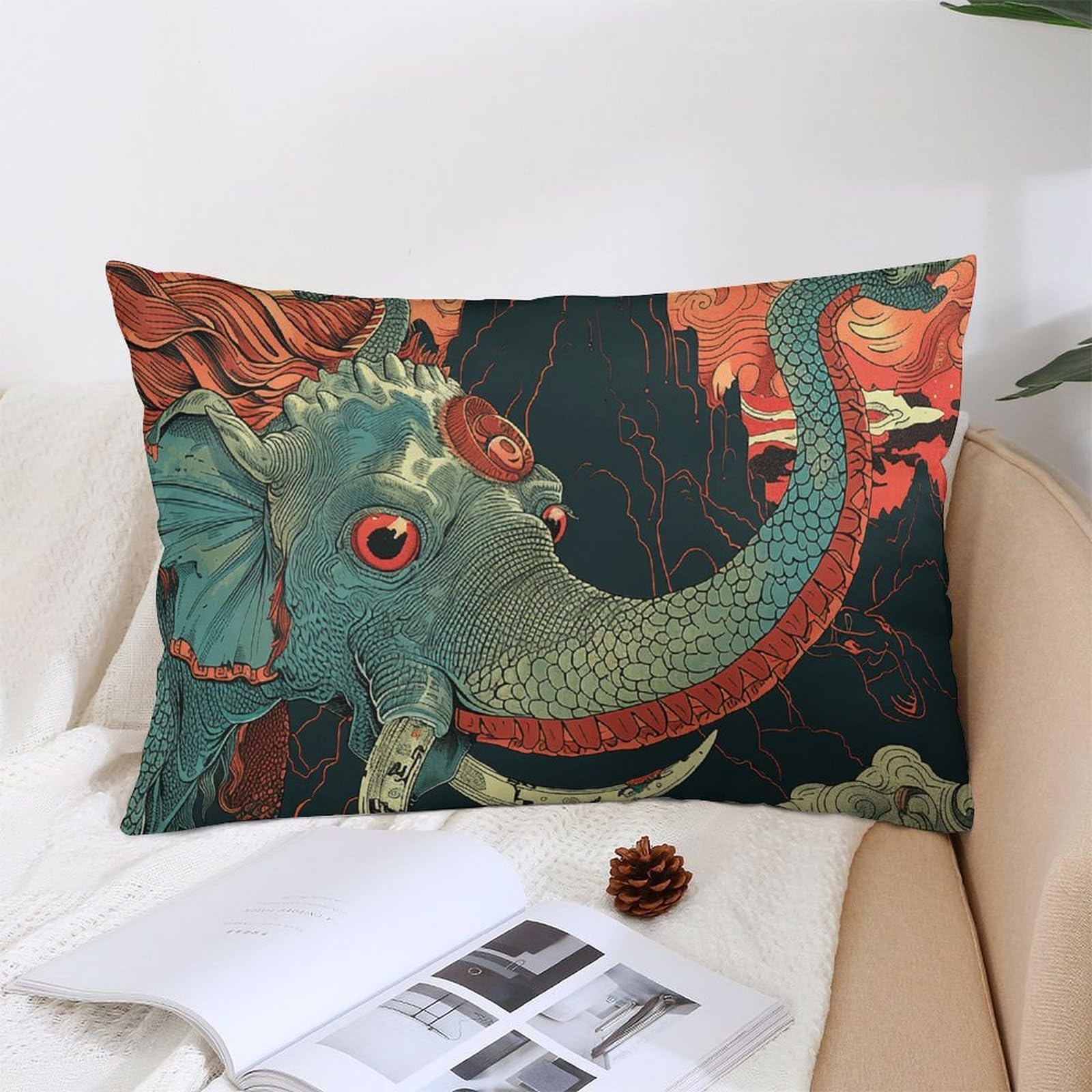 NTVOWPZO Decoration Throw Pillow Covers 12 "x20 Pillowcases Covers Dark Blue Elephant Soft Pillowcases Modern Farmhouse Home Decor Sofa Cushions Covers for Couch Bed Living Room