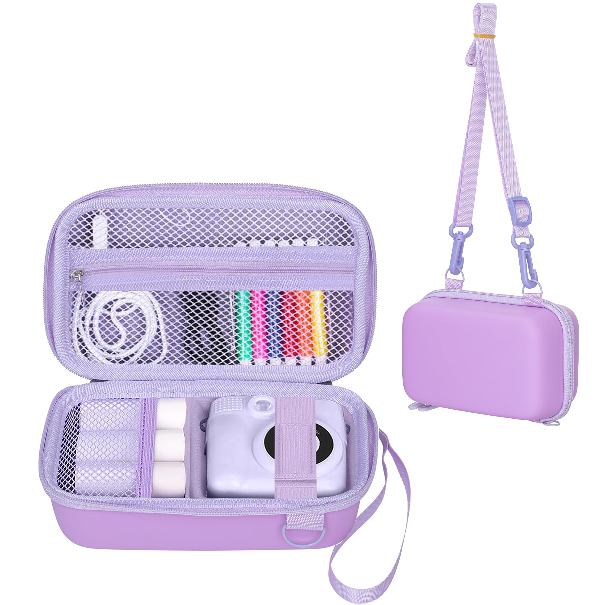 Leayjeen Étui Appareil Photo Instantané Compatible avec ASTGMI/HiMont/TIATUA, avec Bandoulière et Dragonne(Étui Uniquement) Violet