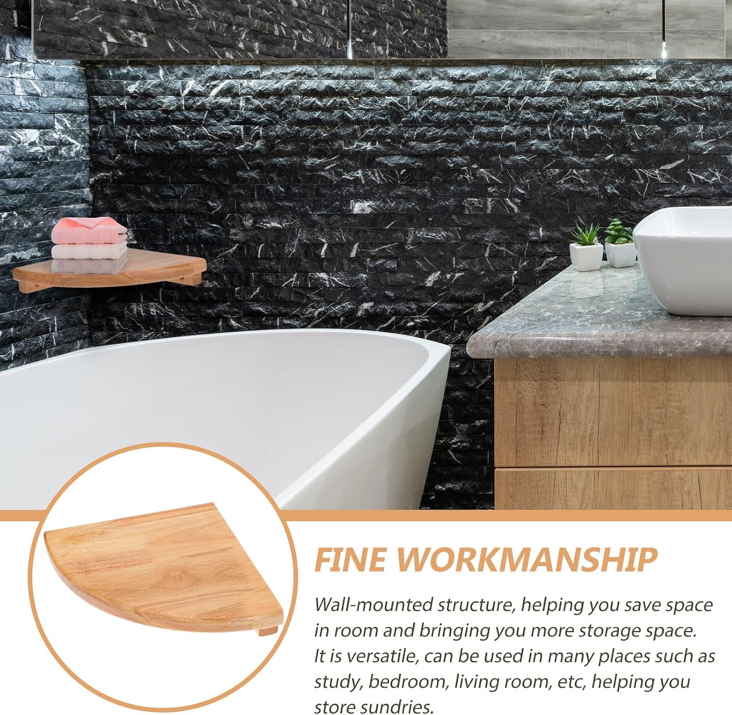 Alipis Sector Shape Wood Wall Mounted Shelf for Corner Display