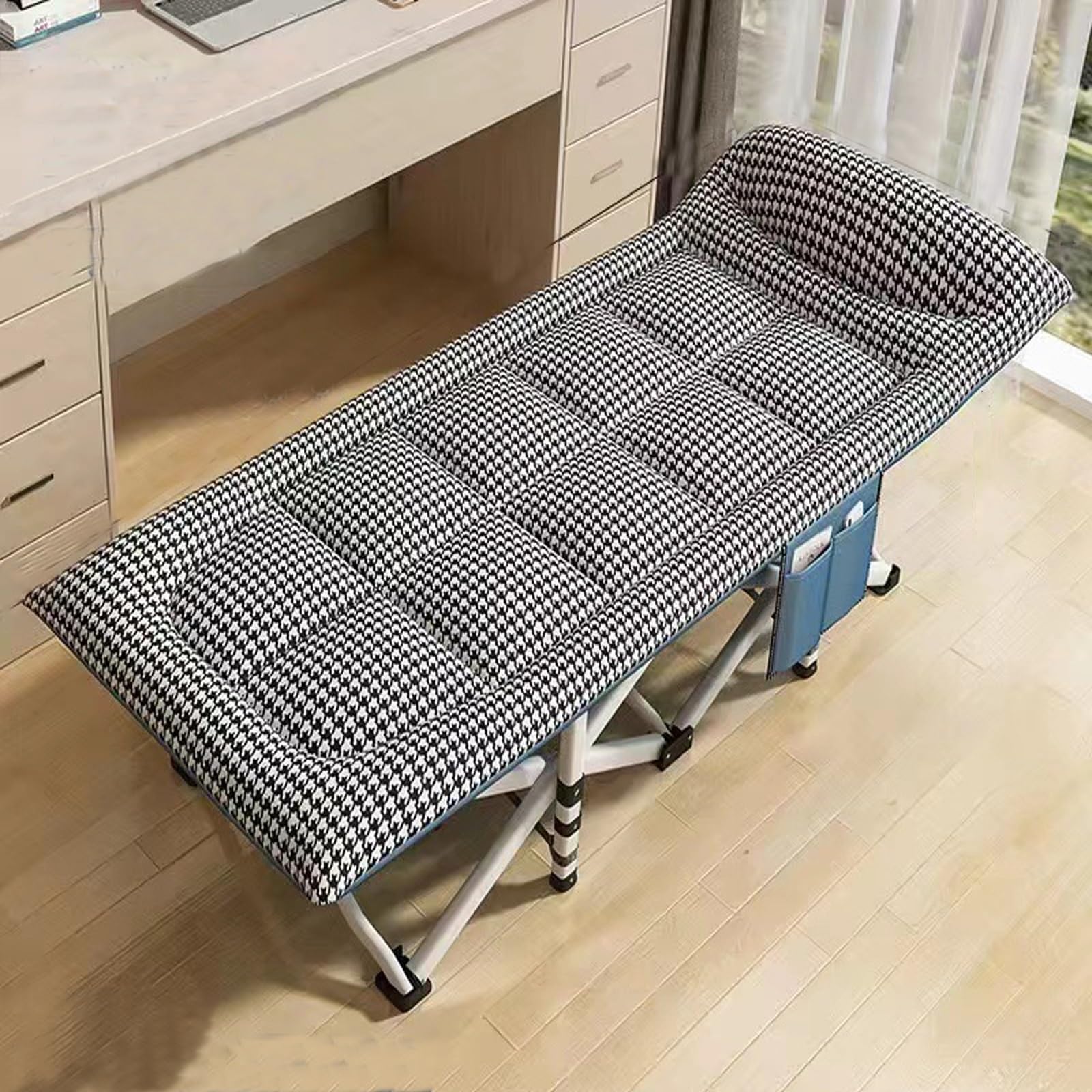 190x68x40cm Klappbar Feldbett Für Camping Mit Auflage Und Seitentasche, Feldbett Klappbar Für Erwachsene 160kg, Für Outdoor Camping Reisen Büro Indoor(Multi-Colored)