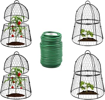 Decoroca 1 Soft Plant Ties Green + Decoroca 4 PCS Garden Cloches for Plants