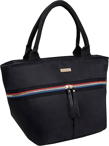 Joan & David - Lonchera reutilizable acolchada de nailon con botella de agua de 12 onzas para el trabajo, viajes (azul marino)